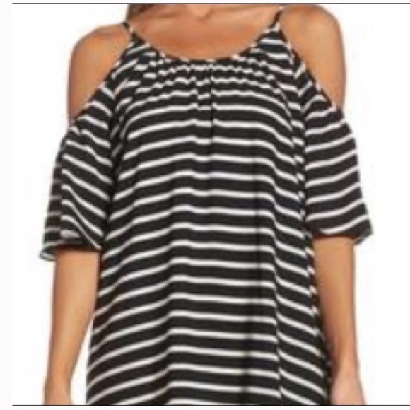 French Connection Tops - NWT French Connection Open Shoulder Striped Blouse